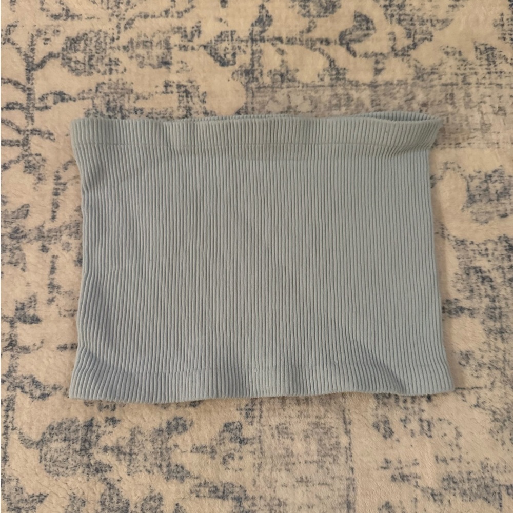 Blue Ribbed Women's Tube Top